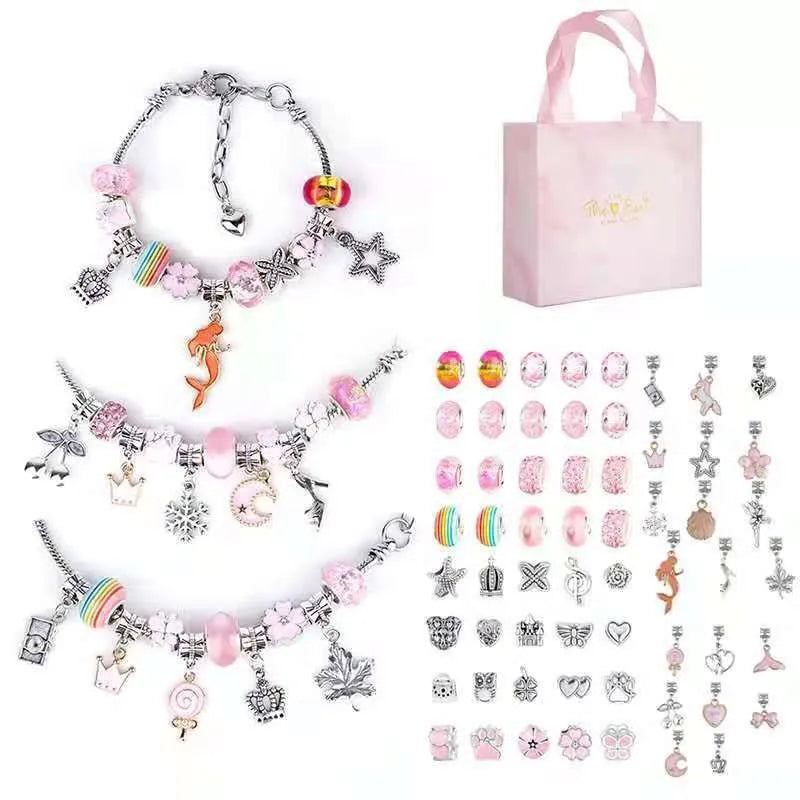 Charm Bracelet Making Kit DIY Jewelry Making Supplies Beads Unicorn Mermaid Crafts Handmade Gifts Set  for Girls Teens Age