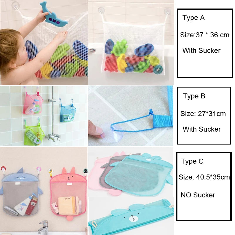 Bolsa de malla para baño de bebé, bolsa para juguetes de baño, cesta para niños, red de juegos para niños, tela impermeable, juguetes de arena, organizador de almacenamiento de playa