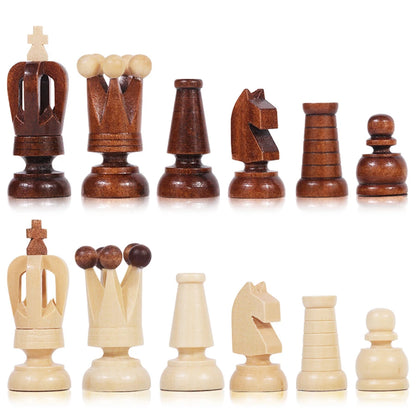 13-Inch Portable Folding Chess Set - Handcrafted Intricate Wooden Pieces, Perfect for Adults and Beginners