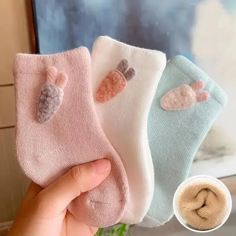 Chaussettes chaudes d'hiver pour bébé, mignonnes et douces, chaussettes pour nouveau-né, fille, lapin, bébé, garçon, chaussures pour tout-petits