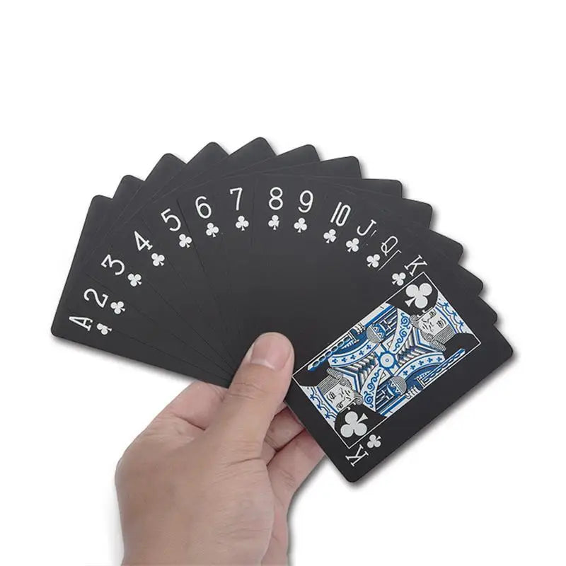 54pcs Cards Waterproof PVC Pure Black Magic Box-packed Plastic Playing Cards Set Deck Poker Classic Magic Tricks Tool Board Game