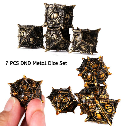 Ensemble de dés en métal DND 7 pièces RPG D&amp;D Dice D10 Jeu de rôle Dés polyédriques en métal Ensemble de dés pour donjon et dragon COC Dice D20 D10 D6