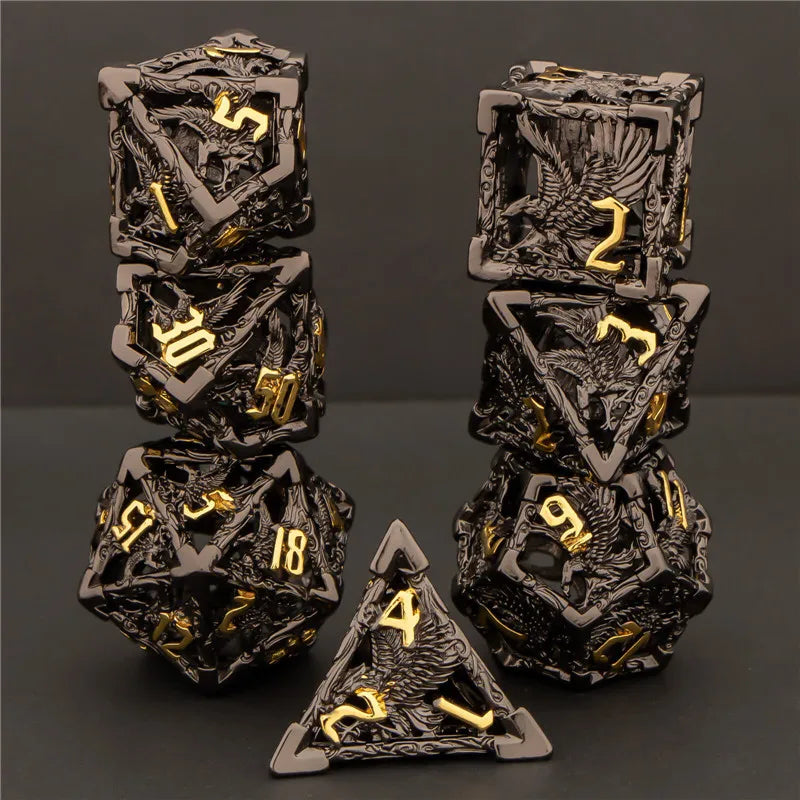 Ensemble de dés creux en métal KERWELLSI DND, ensemble de dés Dungeon et Dragon D&amp;D, dés de jeu de rôle, dés D et D RPG D20 D12 D10 D8 D6 D4