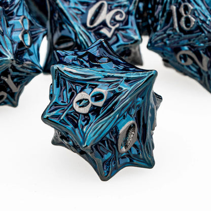 ORIFANTUO Tree Root Dnd Metal Dice Set Bleu D+D Polyédrique Dés Pour D dnd D Dungeon et Dragon Pathfinder Jeu de Rôle Dés