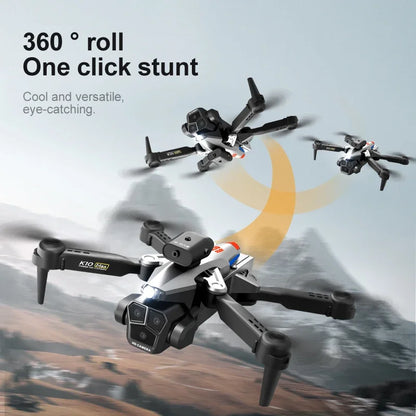 Nouveau drone K10 Max RC HD triple caméra flux optique positionnement évitement d'obstacles photographie gestuelle pliable quadricoptère jouets