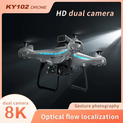 2024 NUEVO Dron KY102 8K Fotografía aérea profesional de doble cámara 360 ° Evasión de obstáculos Flujo óptico Avión RC de cuatro ejes