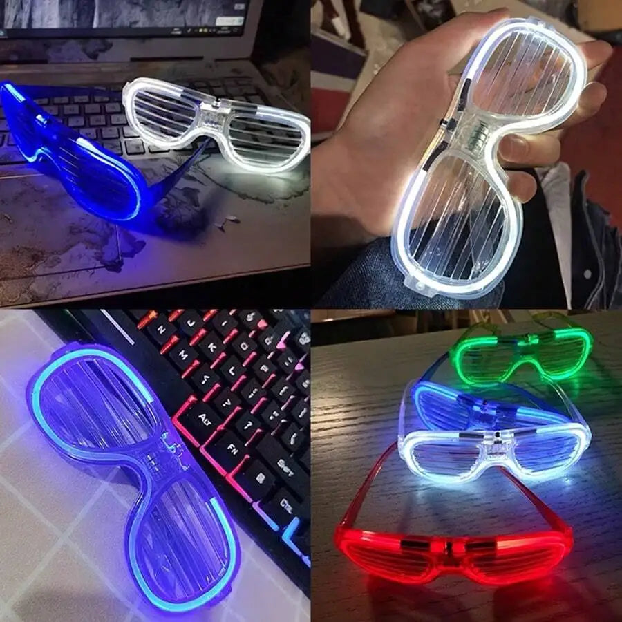 Lot de 12 ou 24 lunettes lumineuses à LED qui brillent dans le noir et qui brillent au néon, fournitures de fête de mariage, 3 modes clignotants