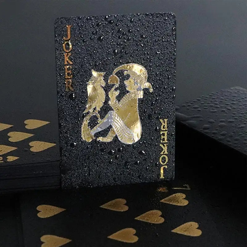 Jeu de cartes de poker en plastique 54 pièces/ensemble Jeu de cartes à jouer en feuille noire Collection de cadeaux de poker magiques et imperméables