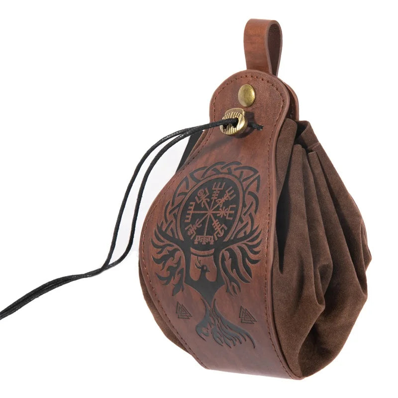 Leather Dice Bag Tray Design Viking Style Vintage Medieval Drawstring Pouch For D&D Role Playing RPG Game Gift Coin Purse