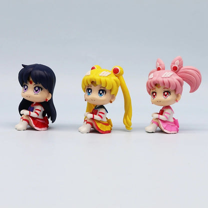 Figura de anime Sailor Moon de 7 cm, figura de acción de Tsukino Usagi/Chibiusa/Kino Makoto, figura de Sailor Mars, Júpiter, Mercurio y Venus, juguete para niños