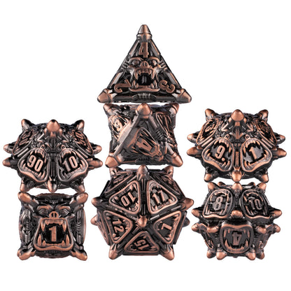 Juego de dados de metal de cobre antiguo Dados DND para mazmorras y dragones Juegos de rol de D&amp;D Juegos de mesa Juego de dados poliédricos