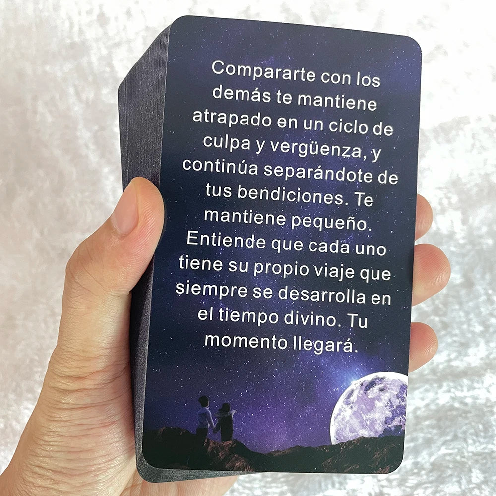 Baraja de Tarot en español, cartas del Oráculo del Universo, palabras clave del Tarot, cartas con mensajes espirituales, para principiantes, versión en español del Tarot, 12 x 7 cm