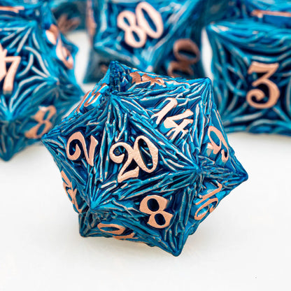 ORIFANTUO 7CPS Dés en métal bleu Dnd Dés polyédriques D&amp;D pour D et D Dungeon et Dragon Pathfinder Jeu de rôle de table Dés