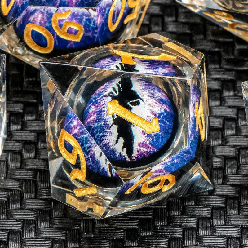 KERWELLSI DND Beholder Eye Dice Set Dungeon and Dragon, dés D&amp;D à bord tranchant en résine Polyédrique Magic Gathering Jeu de rôle