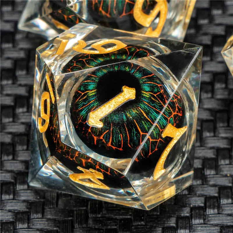 KERWELLSI DND Beholder Eye Dice Set Dungeon and Dragon, dés D&amp;D à bord tranchant en résine Polyédrique Magic Gathering Jeu de rôle