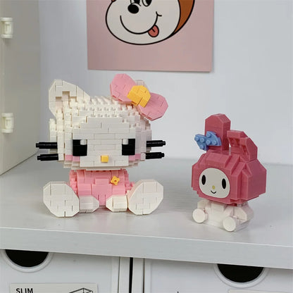 Hello Kitty Building Block Assembled Toys Decorative Ornament Sanrio Anime Figure Kuromi Model My Melody Children's Puzzle Gift