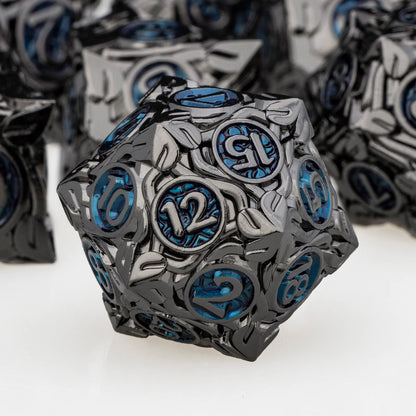 DND Metal Black Nickel Blue RPG Polyhedral pour jeux de rôle sur table Dungeon and Dragon D et D Dice Set D20 D12 D10 D8 D6