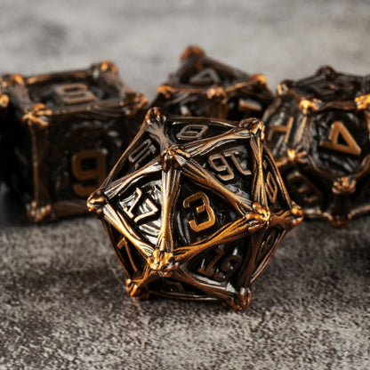 Lot de 7 dés DND pour jeux de rôle sur table Dungeon and Dragon Pathfinder, jeu de dés polyédriques en métal, dés à bord tranchant D20