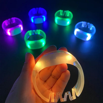 6pcs LED Glow Bracelets Light Up Flashing Bangle Wristbands Glow in The Dark Party Supplies For Concert Party Carnival Gifts