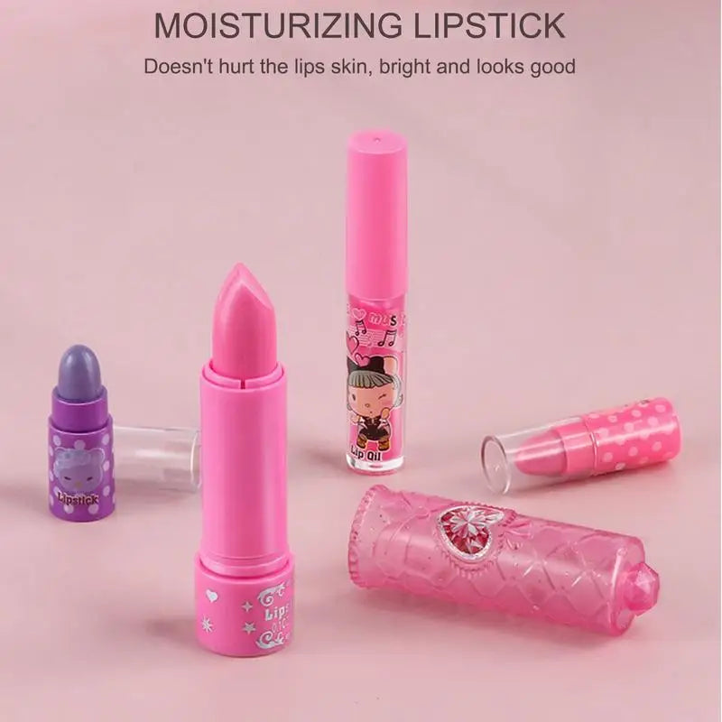 Kids Makeup Cosmetics Playing Box Princess Makeup Girl Toy Play Set Lipstick Eye Shadow Safety Nontoxic Kids Toys for Girls