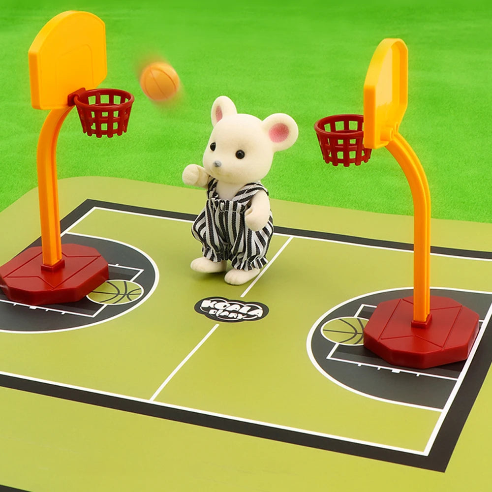 1/12 Forest Family Animal Fútbol Juego Traje Deportivo Modelo Casa de Muñecas Accesorio Miniatura Baloncesto Juguetes Para Niños Regalos de Cumpleaños