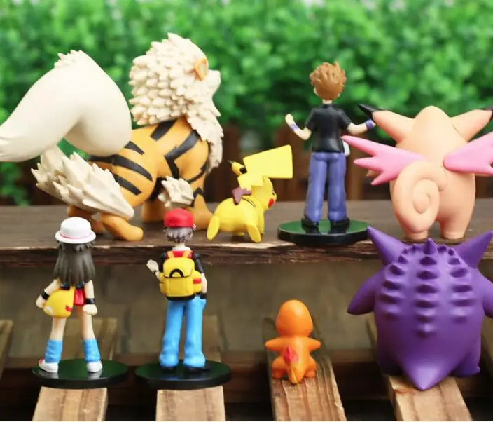 Colección de figuras de Pokémon Arcanine Gengar Clefairy, 8 piezas/set