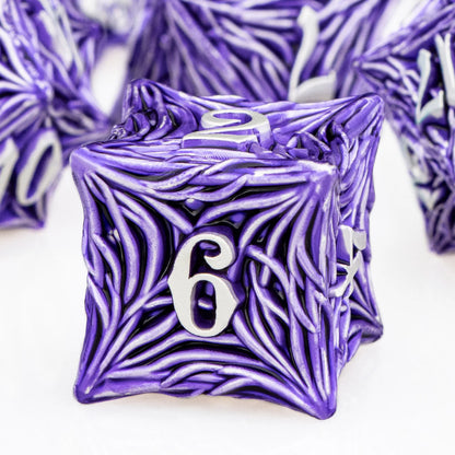 ORIFANTUO Purple Tree Root Dnd Metal Dice D&amp;D Polyhedral Dice pour D et D Dungeon et Dragon Pathfinder Jeux de rôle Dés