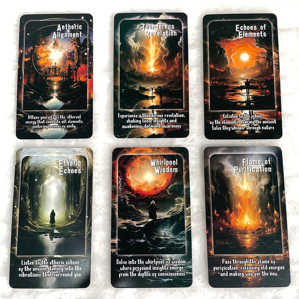 Tarot Cards, Elemental Energies Oracle Deck, with Meaning on the Cards, Clarity Cards, Prophecy Taro