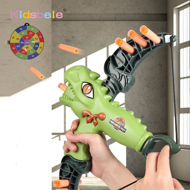 Dinosaur Bow and Arrow Archery Toy Set with 10 Suction Cup Arrows Gift for Boys Girls