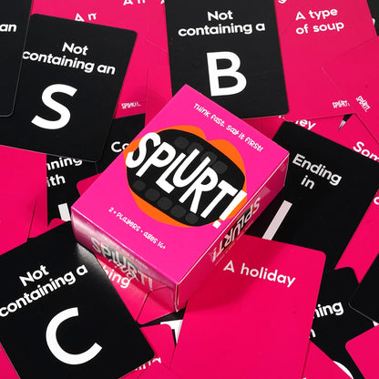 Juego de cartas Splurt ¡Splurt! Juego de cartas portátil para fiestas Piensa rápido Dilo primero Rosa