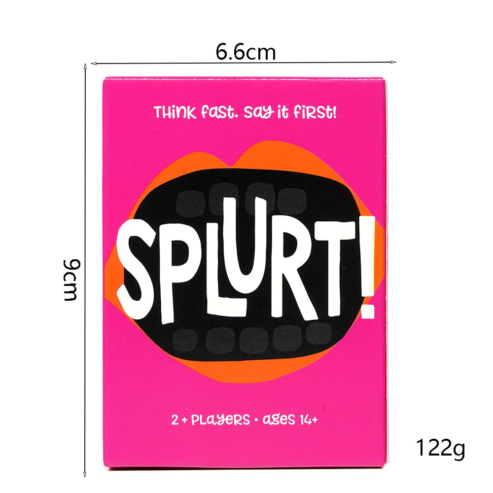 Juego de cartas Splurt ¡Splurt! Juego de cartas portátil para fiestas ¡Piensa rápido y dilo primero!, Juego de mesa rosa