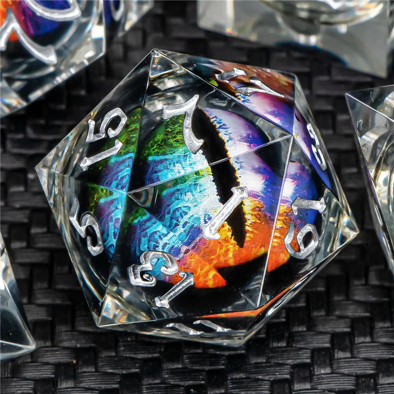 KERWELLSI DND Beholder Eye Dice Set Dungeon and Dragon, dés D&amp;D à bord tranchant en résine Polyédrique Magic Gathering Jeu de rôle