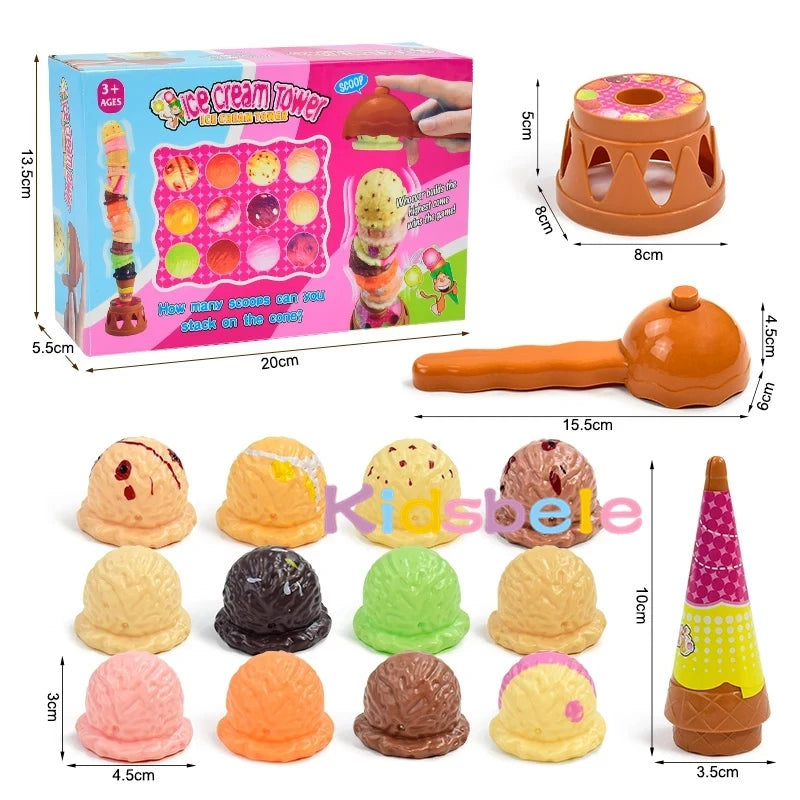 Tour de glace Jeu d'équilibre Faire semblant de jouer Nourriture Cuisine Dessert Douceurs Cadeaux de fête Jouets éducatifs Plier le rouleau d'oeuf