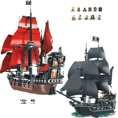 Pirates des Caraïbes Navire Queen's Revenge Navire de guerre Black Pearl Voilier Bloc de construction Briques MOC 4195 Jouets d'assemblage Cadeau pour enfant