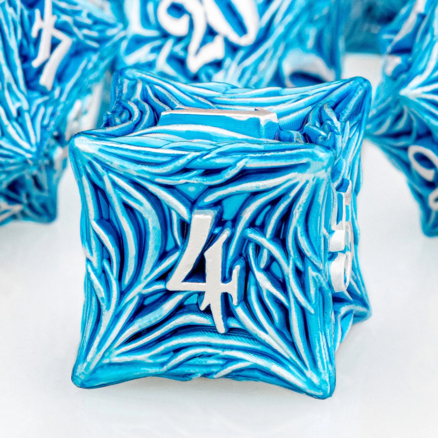 ORIFANTUO Blue Tree Root Dnd Metal Dice Set D&amp;D Polyédrique Dés pour D et D Dungeon et Dragon Pathfinder Jeu de Rôle Dés