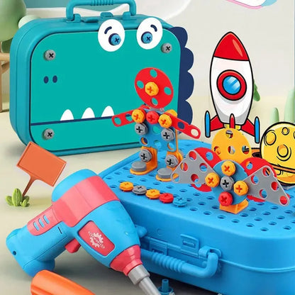 Children Toys Tool Set Electric Drill Screw Nut 3D Puzzle Toys Pretend Play Dinosaur Drilling Assembly Educational Toys for Boys