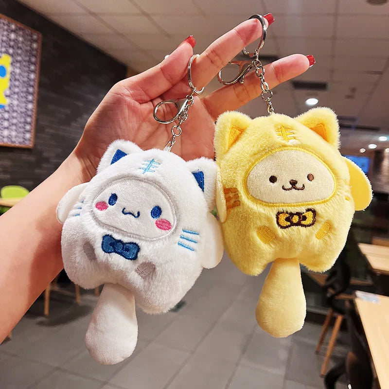 산리오 Fish Plush Keychain Cartoon Sanrio Plush Cinnamoroll 쿠로미 시나모롤 Pompompurin 키링 Cartoon Anime Pendant Kawaii Bag Decor Kid Girl