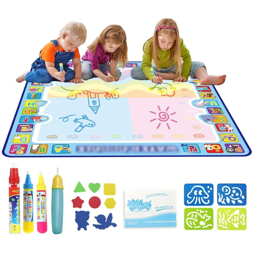 Coolplay Magic Water Drawing Mat Coloring Doodle Mat with Magic Pens Montessori Toys Painting Board Educational Toys for Kids