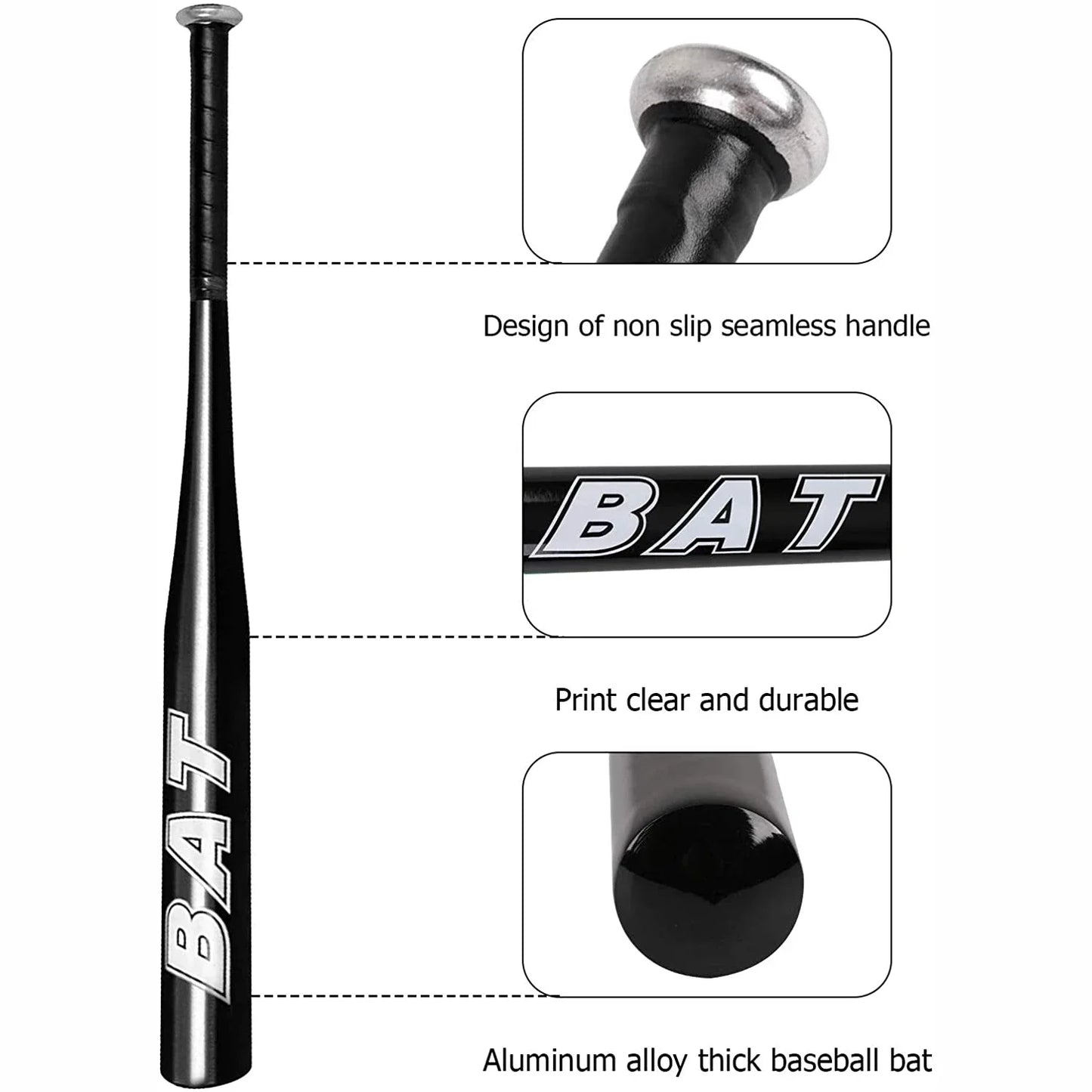 Bate de béisbol y guante de softbol de aluminio engrosado de 20 a 25 pulgadas, cinco colores, para la familia, defensa personal, deportes al aire libre