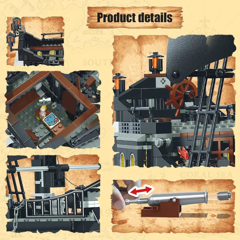 Pirates des Caraïbes Navire Queen's Revenge Navire de guerre Black Pearl Voilier Bloc de construction Briques MOC 4195 Jouets d'assemblage Cadeau pour enfant