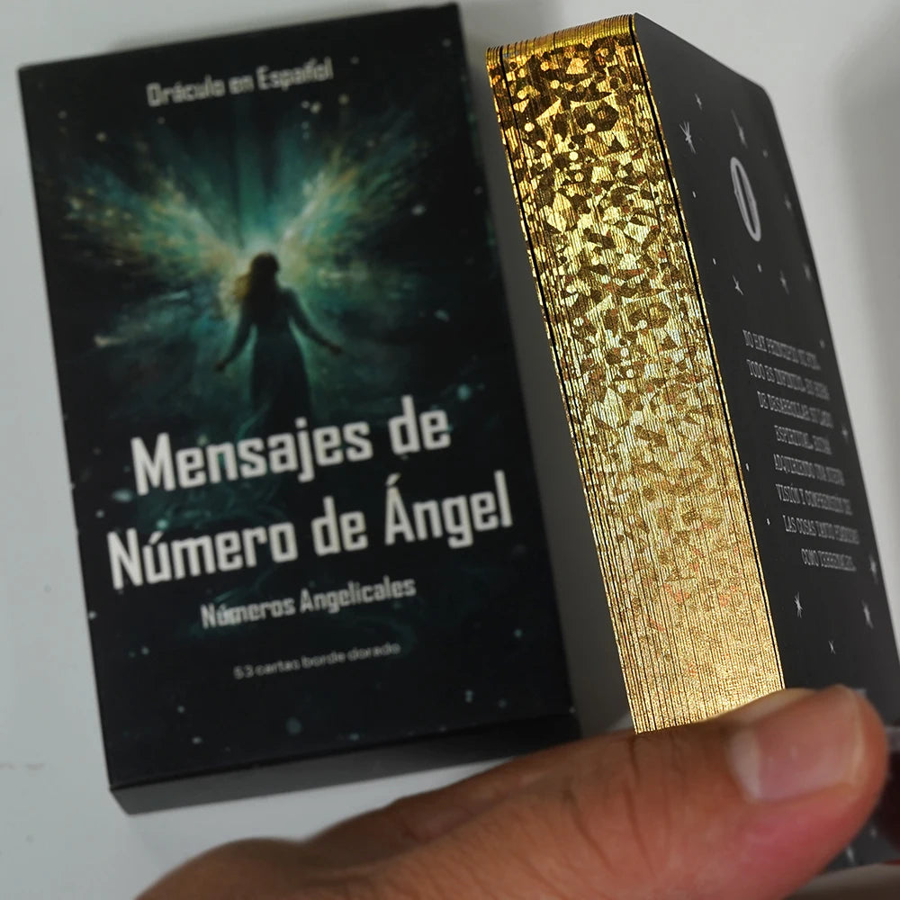 Oráculo en Español Mensajes de Número de Ángel 53 Cartas Números Angelicales Angel Number Messages Tarot Cards Deck Gilded Edge