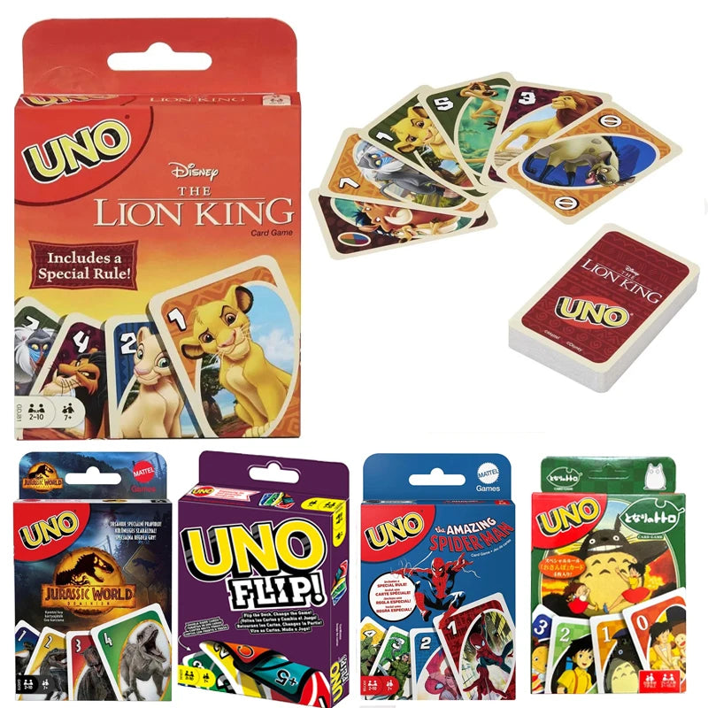 Nouveaux jeux Mattel UNO Disney Lion King et Disney Wish Card Family Funny Entertainment Jeu de société Poker Jouets pour enfants Cartes à jouer