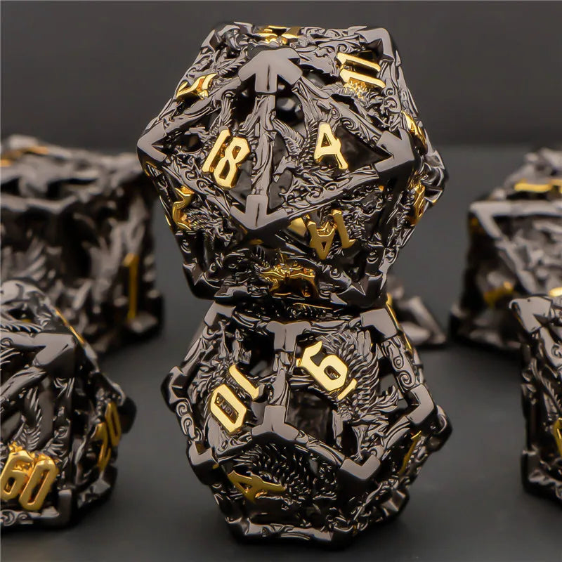 Ensemble de dés creux en métal KERWELLSI DND, ensemble de dés Dungeon et Dragon D&amp;D, dés de jeu de rôle, dés D et D RPG D20 D12 D10 D8 D6 D4