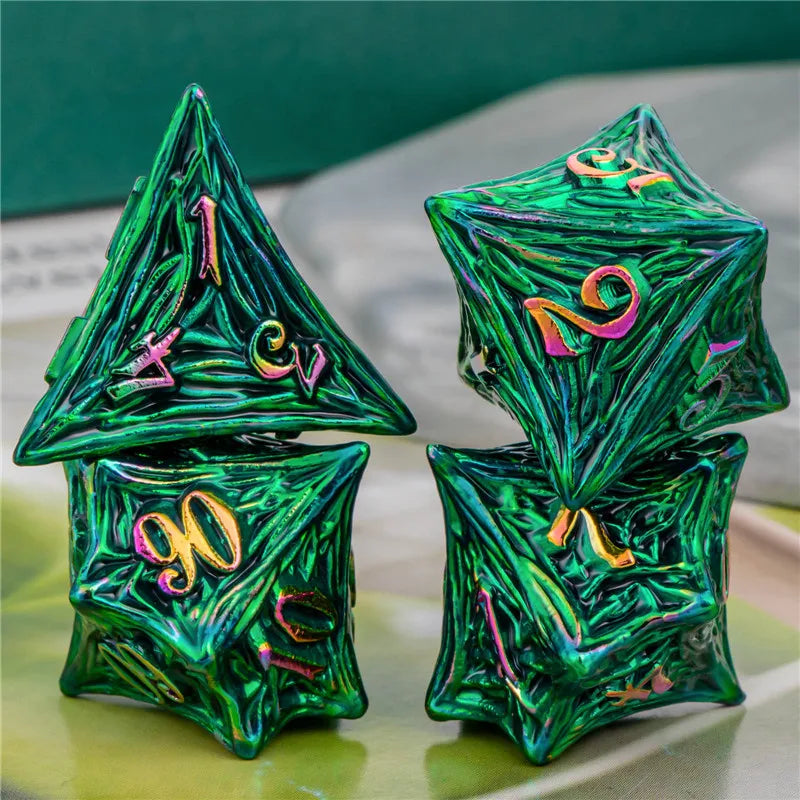 Ensemble de dés en métal KERWELLSI Tree Root Dnd, dés polyédriques D+D pour jeux de rôle D dnd D Dungeon et Dragon Pathfinder