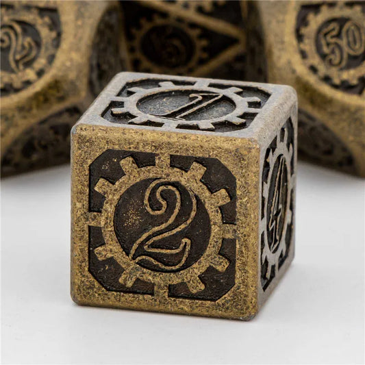 OUKELANWO DND Metal Dice Set D&amp;D pour Dungeon and Dragon, jeu de rôle RPG polyédrique doré D et D Dice D20 D12 D10 D8 D6 D4