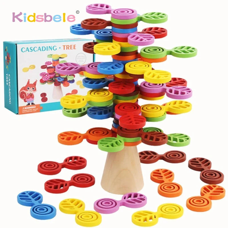 1 ensemble de blocs de construction pour enfants Montessori arbre bois arc-en-ciel arbre jeu d'équilibre jouets de construction pour enfants