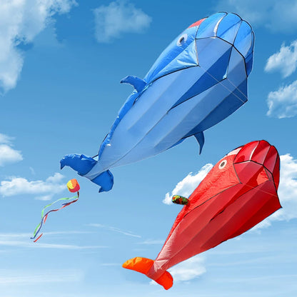 Cerf-volant géant 3D en forme de baleine et de dauphin de 2,2 mètres, logiciel de sport, parapente, cerf-volant de plage, jouets d'extérieur pour adultes et enfants