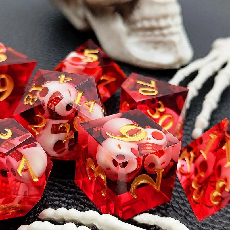 Juego de 7 dados de calavera para DND, dados D&amp;D, D4, D6, D8, D10, D%, D12, D20, juegos poliédricos para juegos de mesa de mazmorras y dragones, MTG, RPG