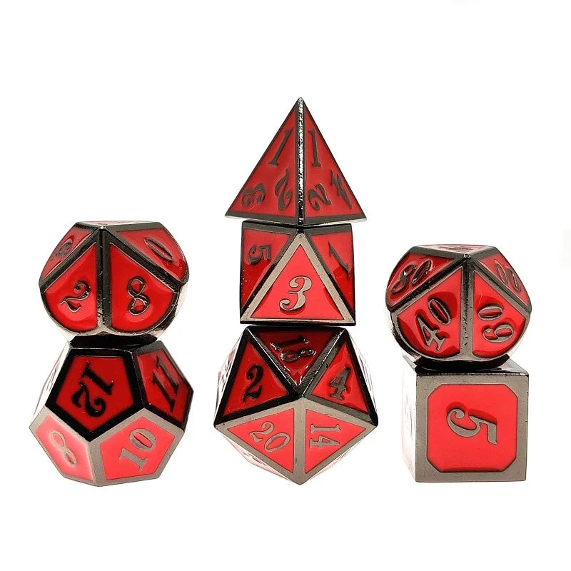 7Pcs/Set Metal Solid Dice with Rich Colors Beautiful and Durable Suitable for Various Scenarios Bars Board Games Family Games