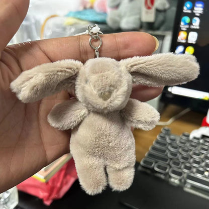 Stuffed Animals Cute Cartoon Rabbit Keychain Love Pompom Trinket Toy Girl Bag Car Keychain Mobile Phone Pendant Jewelry Gift